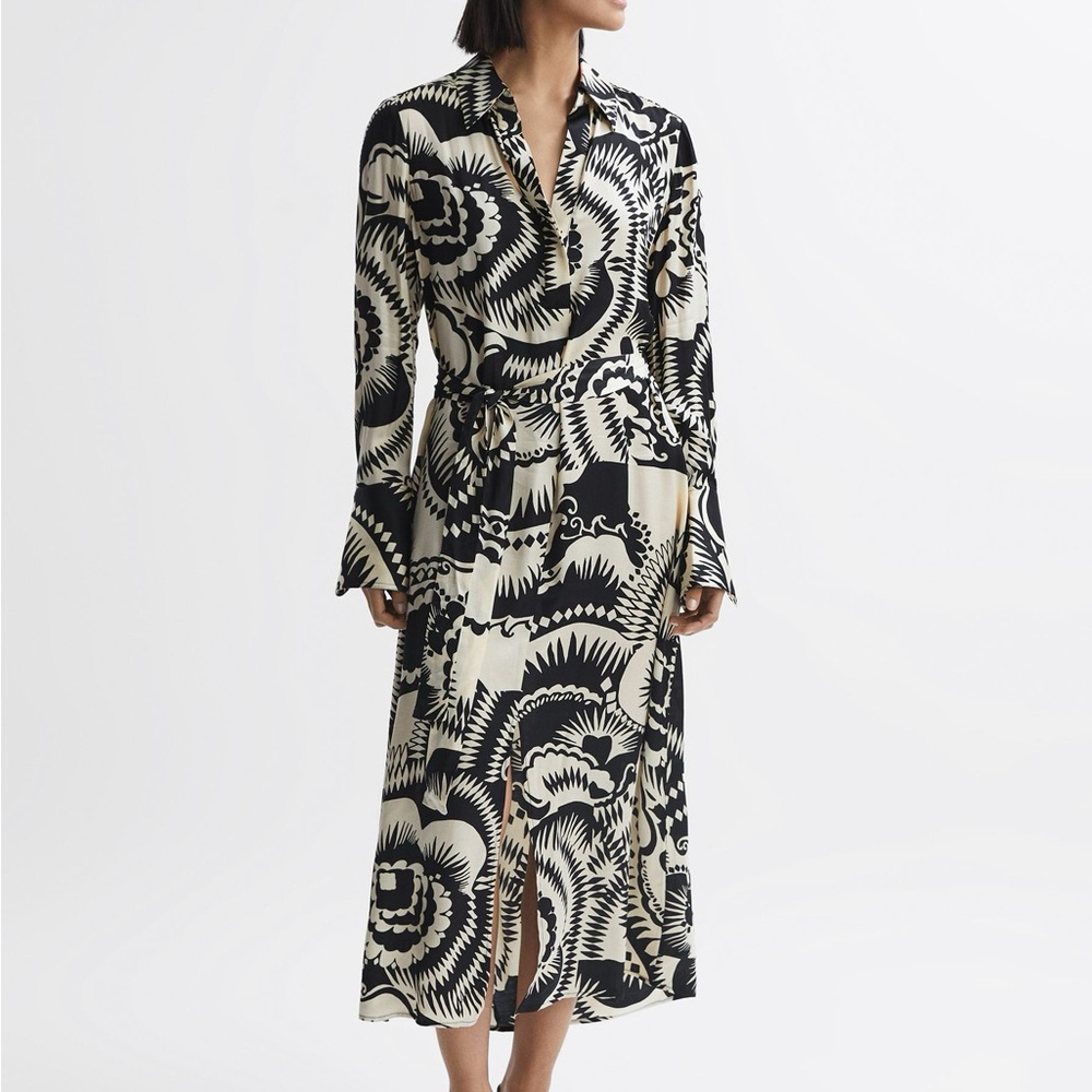 NWOT Reiss Tilly Printed Midi Size 2 - Picture 3 of 12